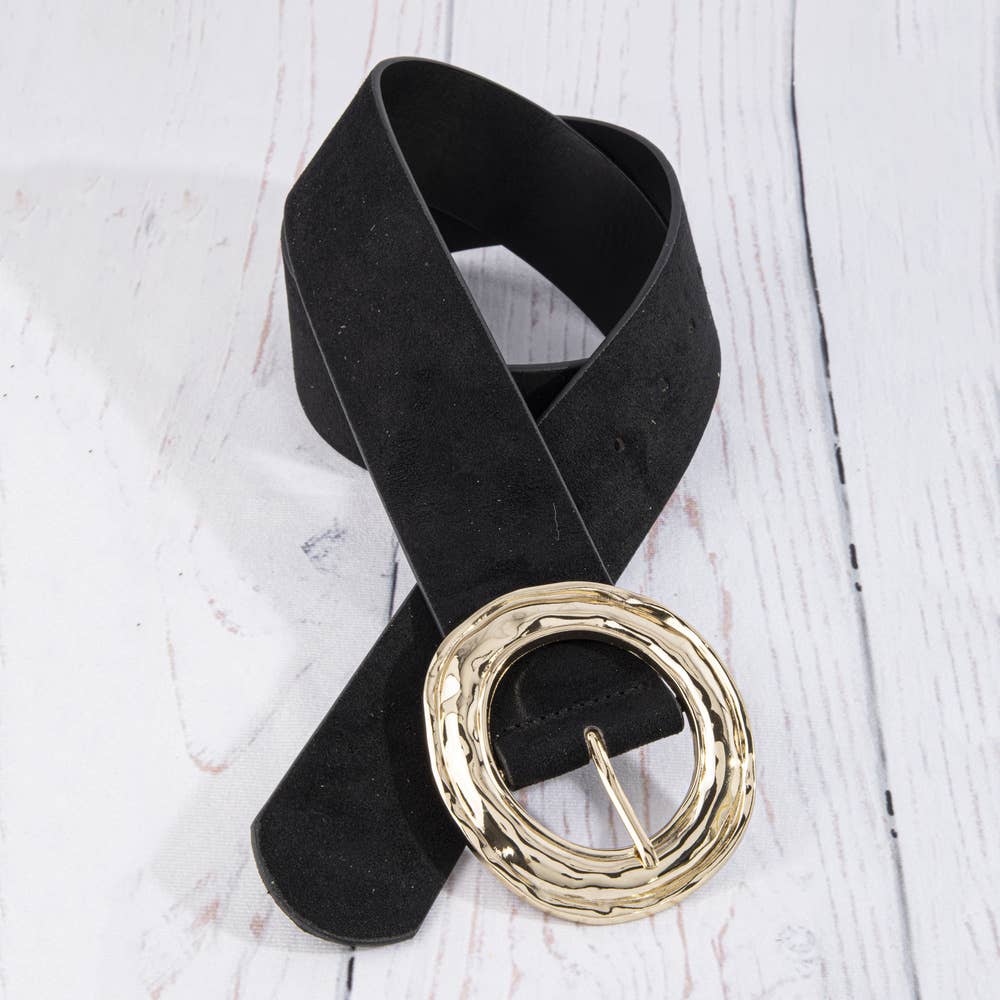 Suede Hammered Round Buckle Belt: GBU
