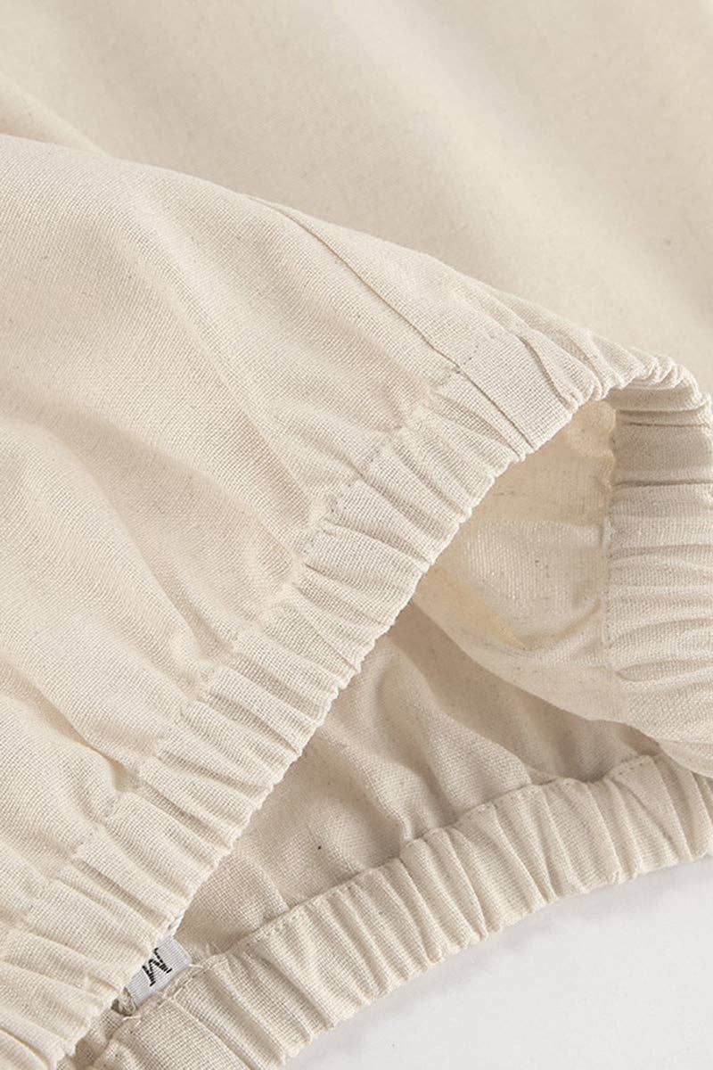 Relaxed Wide-Leg Casual Pants: BEIGE / S
