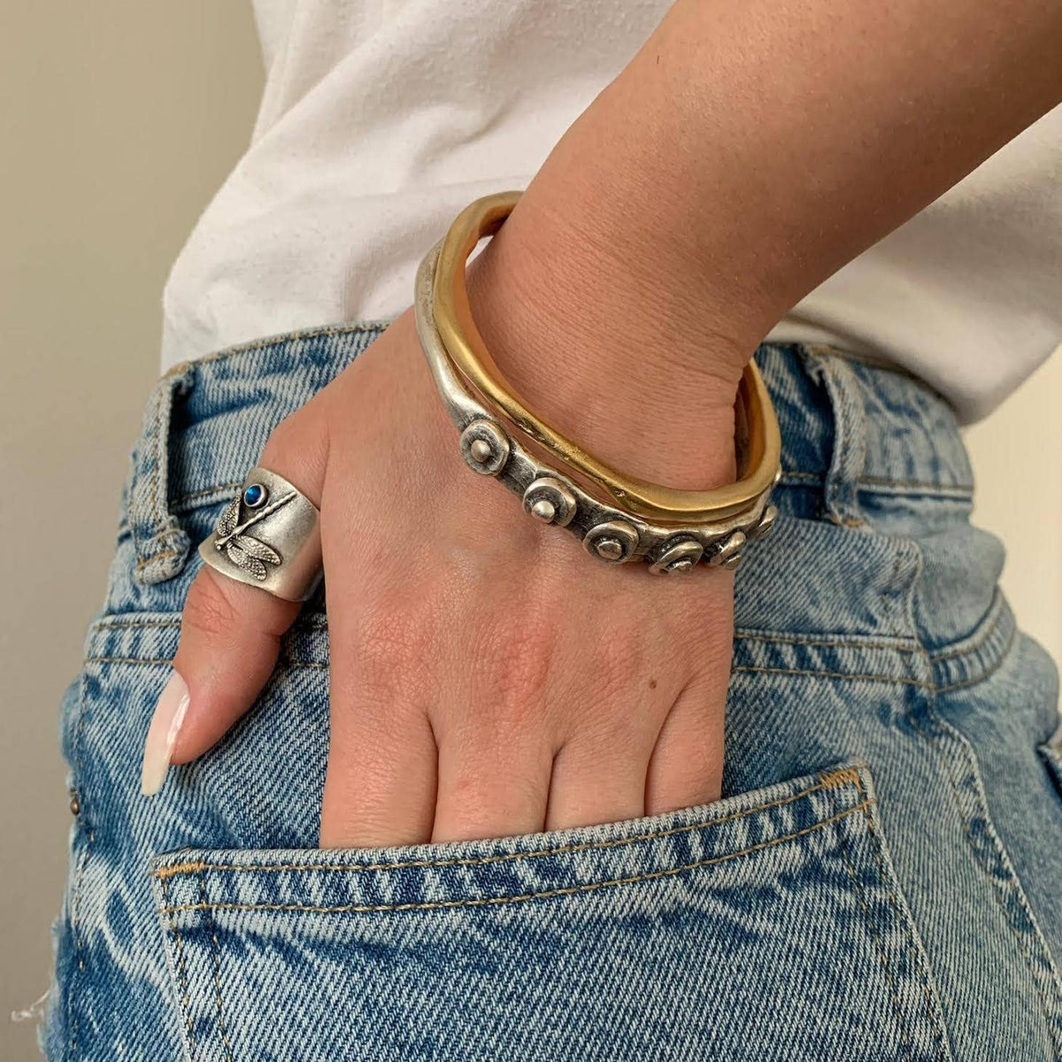 Organic Flow Bangle: Silver Plated