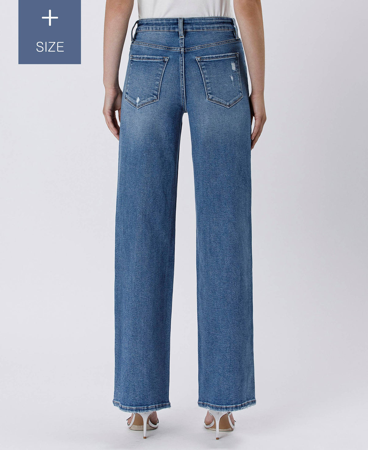 PLUS TUMMY CONTROL SUPER HIGH RISE BAGGY WIDE JEANS LV1574-P: SUPREME / 14