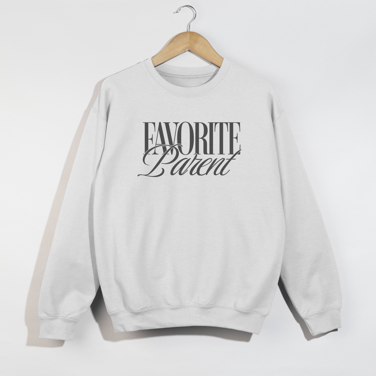 Favorite Parent Crewneck Sweatshirt – Funny Minimalist Graph: Ash Grey / L
