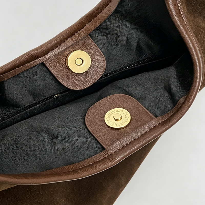 Vintage Suede Hobo Shoulder Bag: Chocolate / One Size