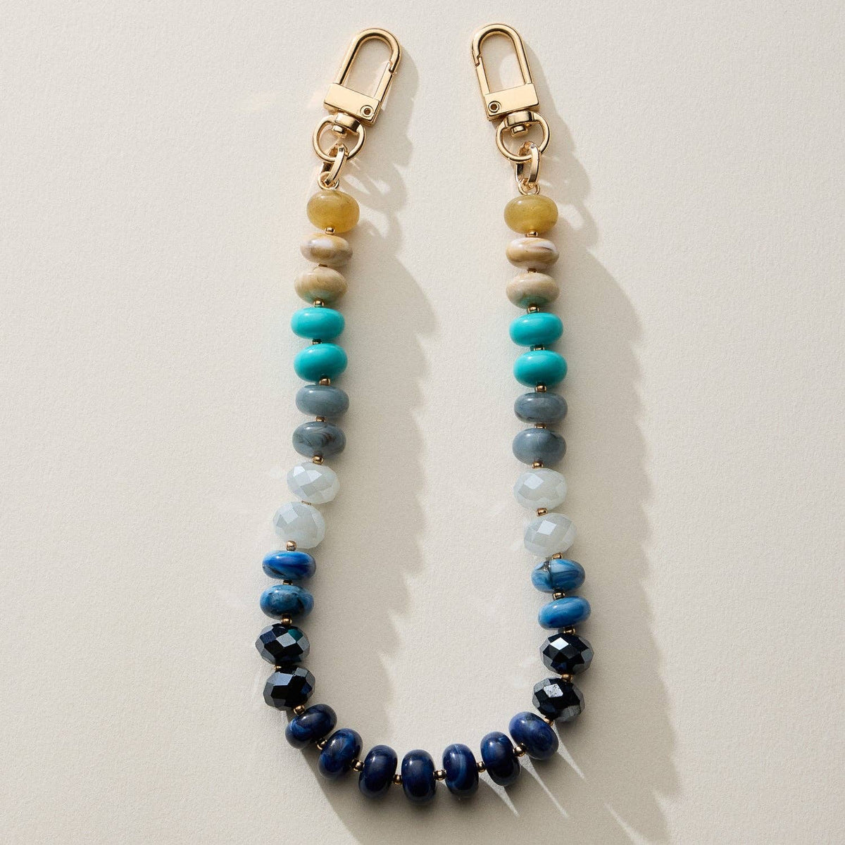 Mixed Bead Bag Keychain with Gold Clasps: NAT / ONE