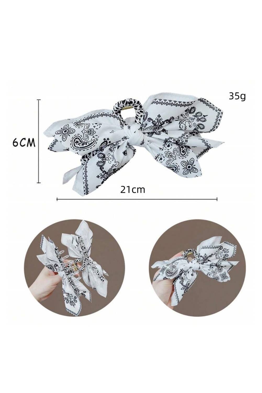 Paisley Floral Print Cute Bow Knot Hair Clip: As shown / Missy / Standard