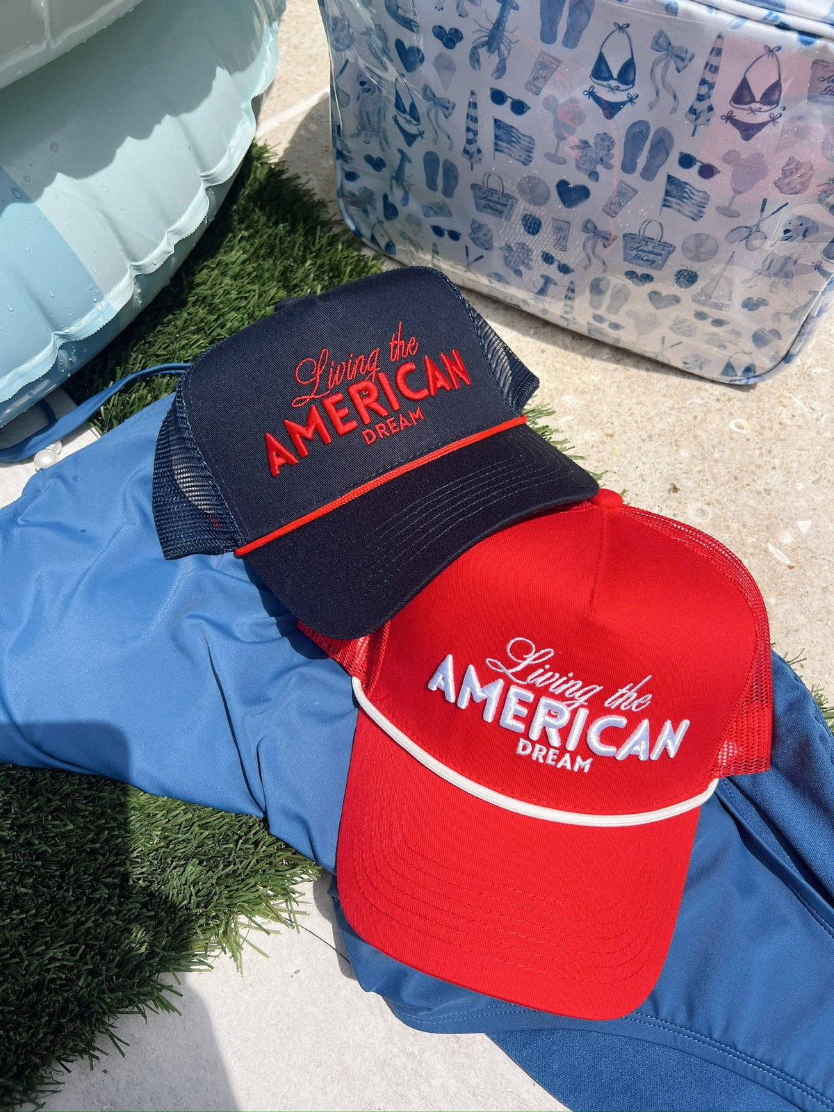 Living the American Dream - Red Vintage Trucker Hat: Red