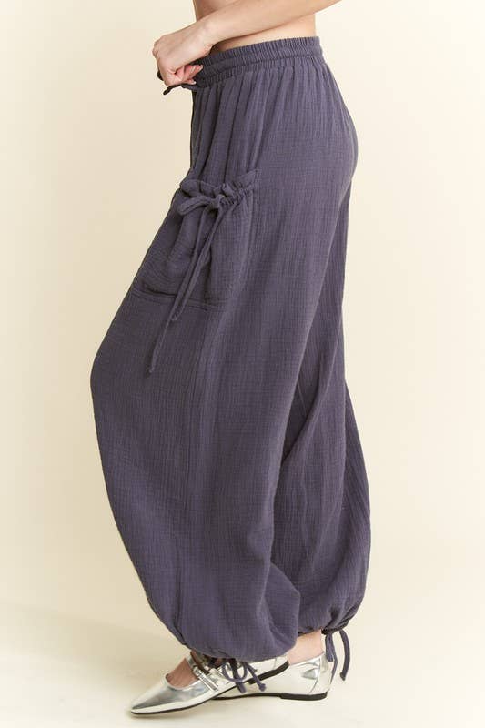 VINTAGE GAUZE JOGGER PANTS: Camel / L