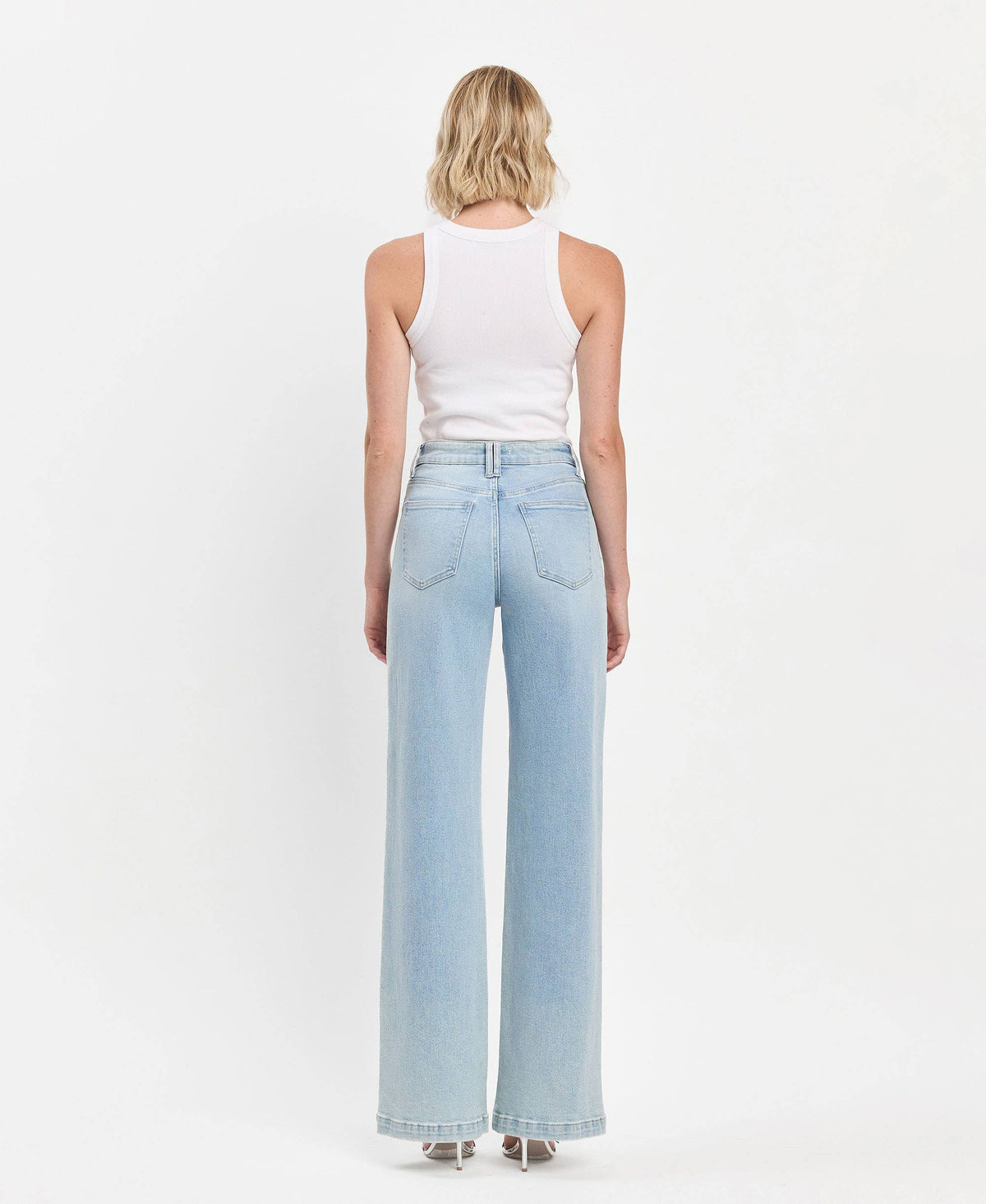 HIGH RISE FULL LENGTH LIGHT WASH WIDE LEG JEANS V3468: OPTIMISTIC / 28