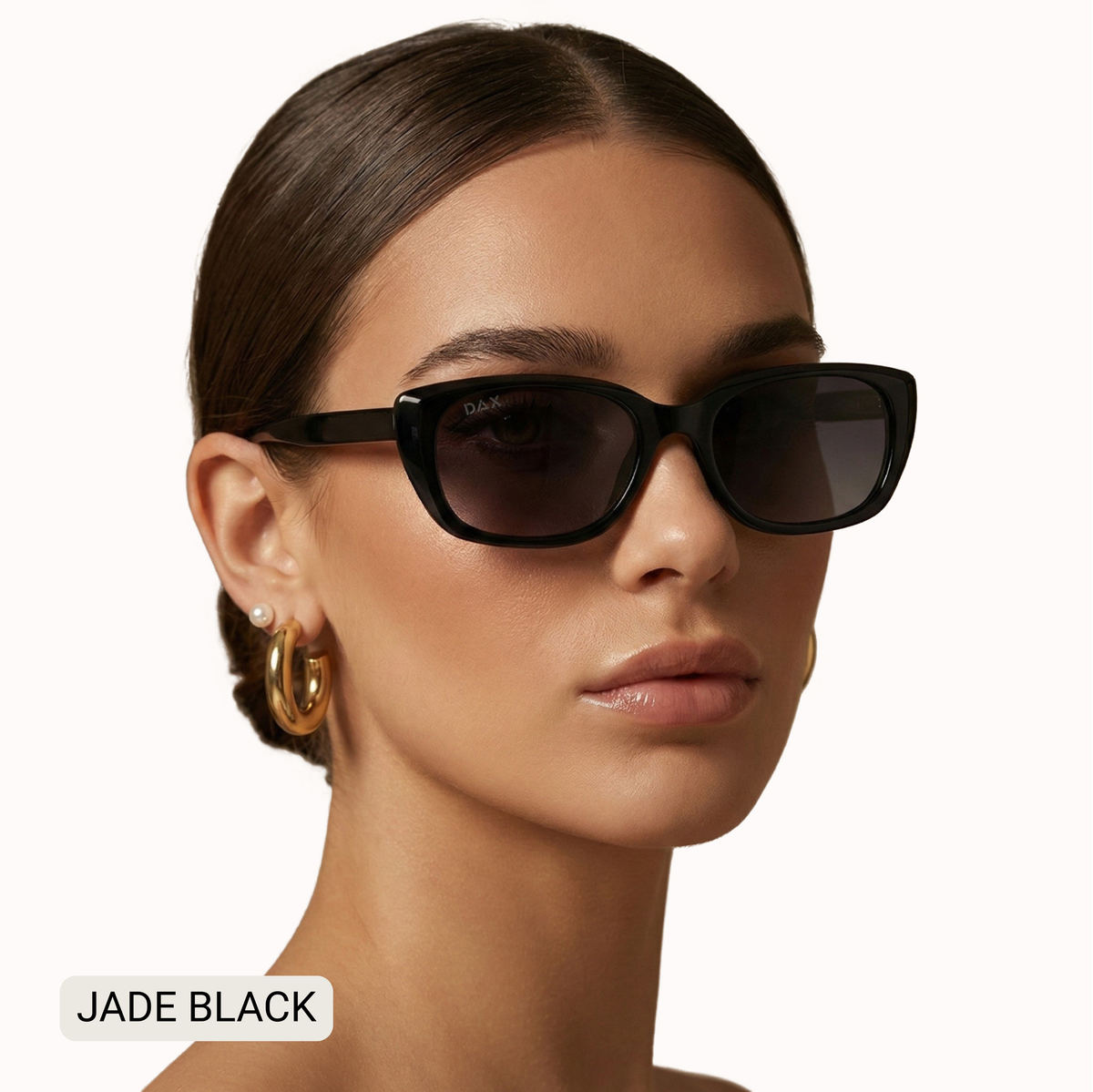 Jade - Women's Small Cat Eye Polarized Sunglasses: Black