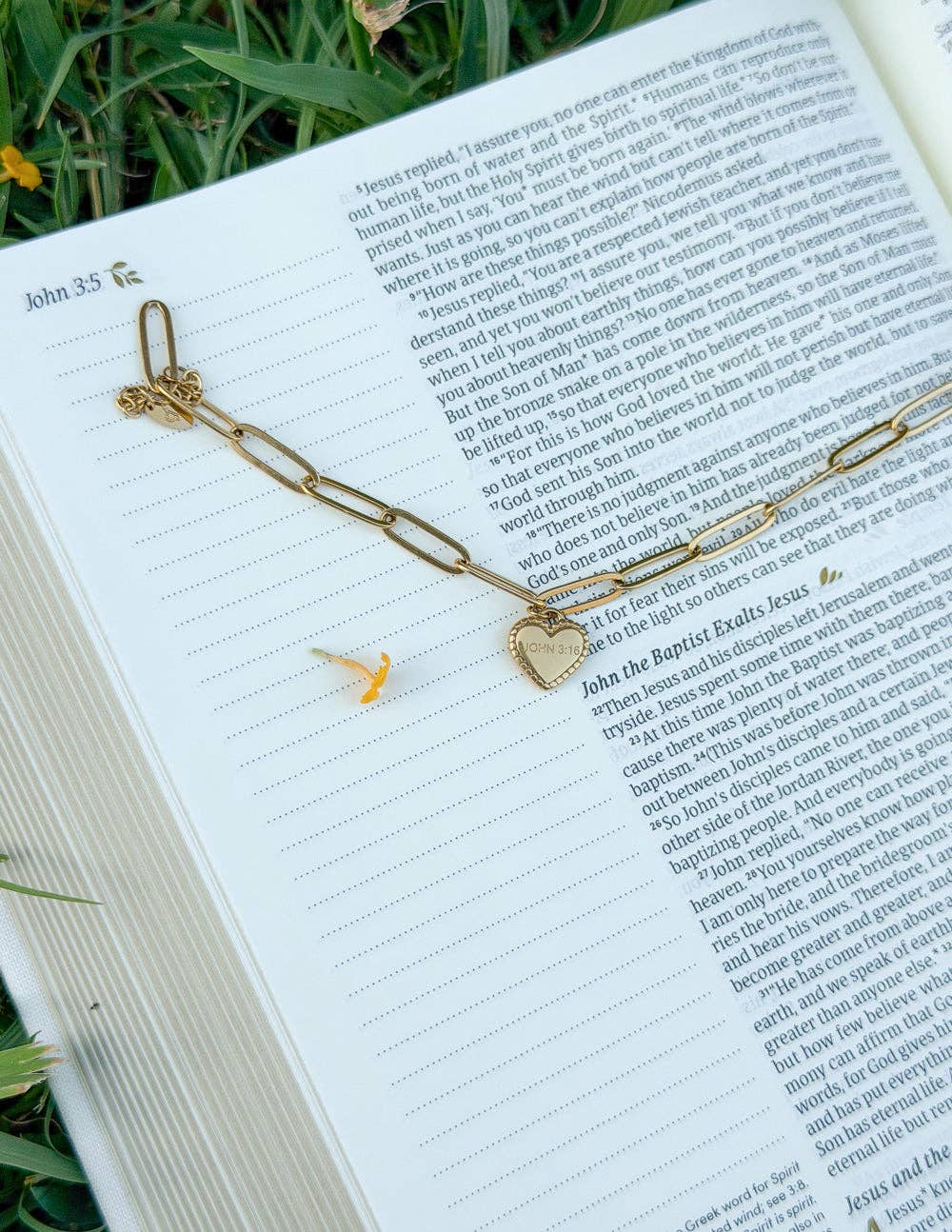 John 3:16 Heart Oversized Paperclip Chain Bracelet