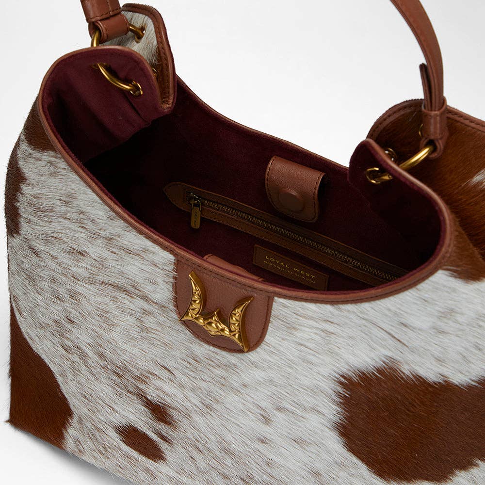Loyal West Large Purse - In Brown & White Cowhide & Calfskin: Single