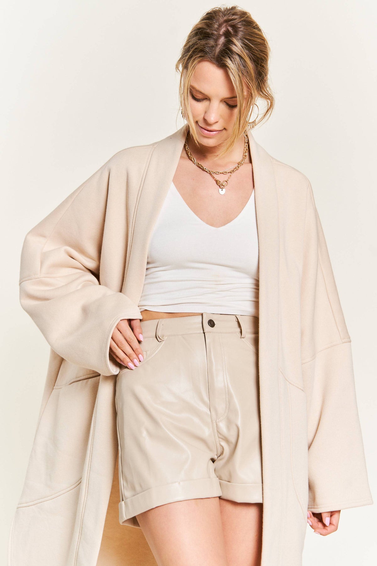 OVERSIZED KNIT CARDIGAN JJO5013: Black / 1X/2X
