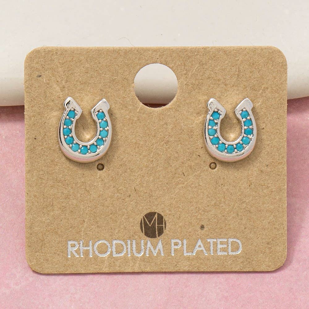 Gold Dipped Western Horse Shoe Stud Earrings: G