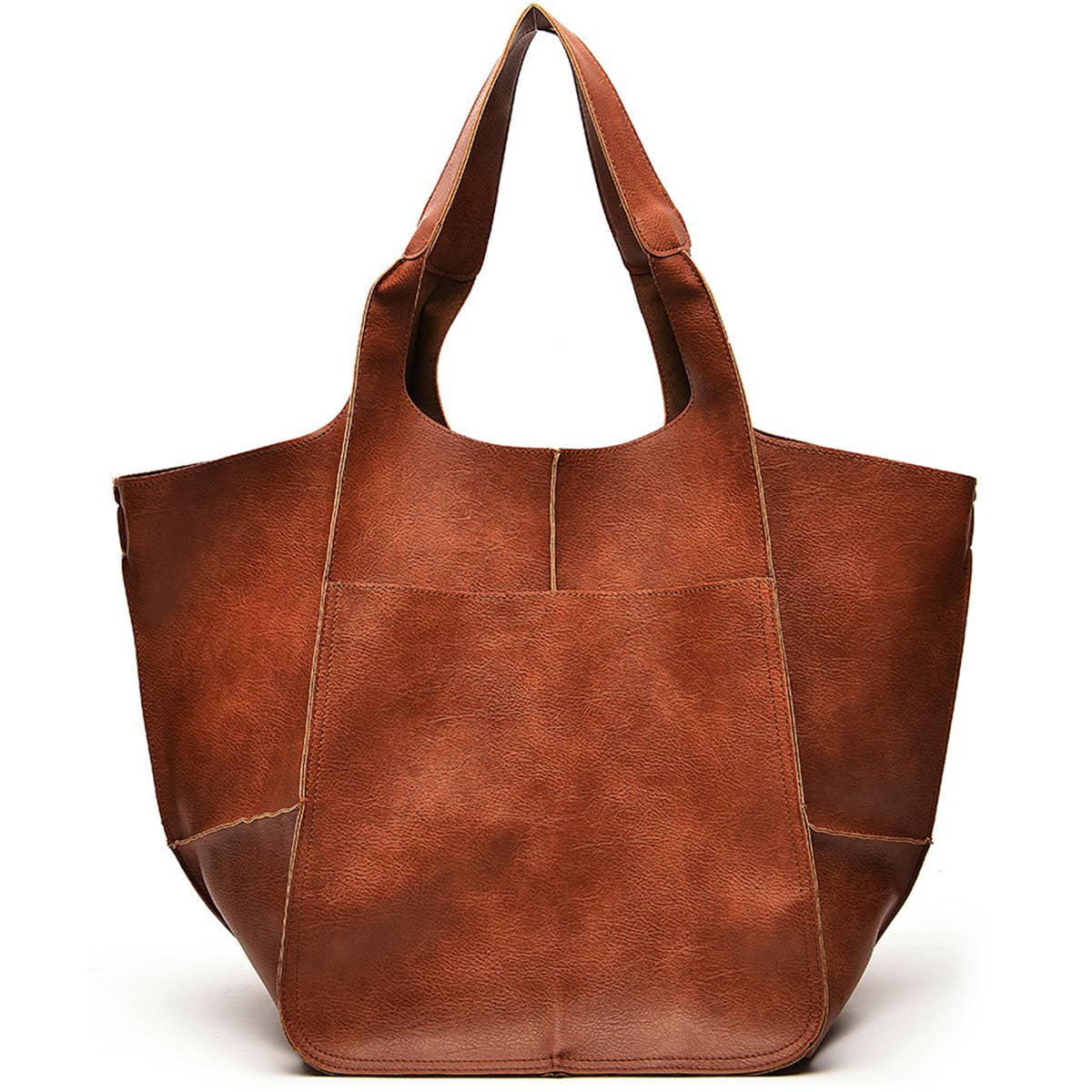 VINTAGE TOTE BAG WITH SPACIOUS STORAGE CAPACITY_CWAB0558: BROWN / (OS) 1