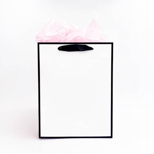White with Black Border Paper Gift Bag w/ free tissue: V0