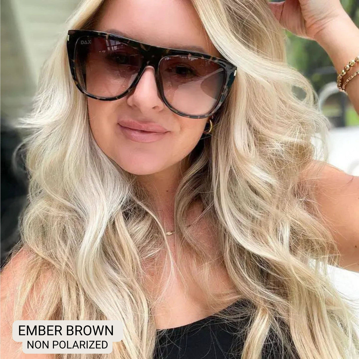 Ember - Woman's Oversized Square Sunglasses: Brown Gradient Cheetah