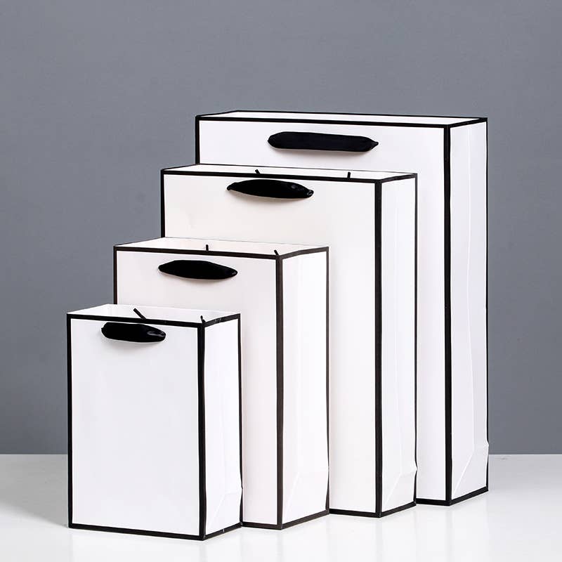 White with Black Border Paper Gift Bag w/ free tissue: H2