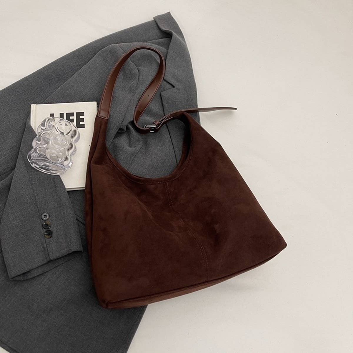 2024 NEW LAZY STYLE SIMPLE COMMUTER TOTE BAG_CWAB3274: COFFEE / (OS) 1