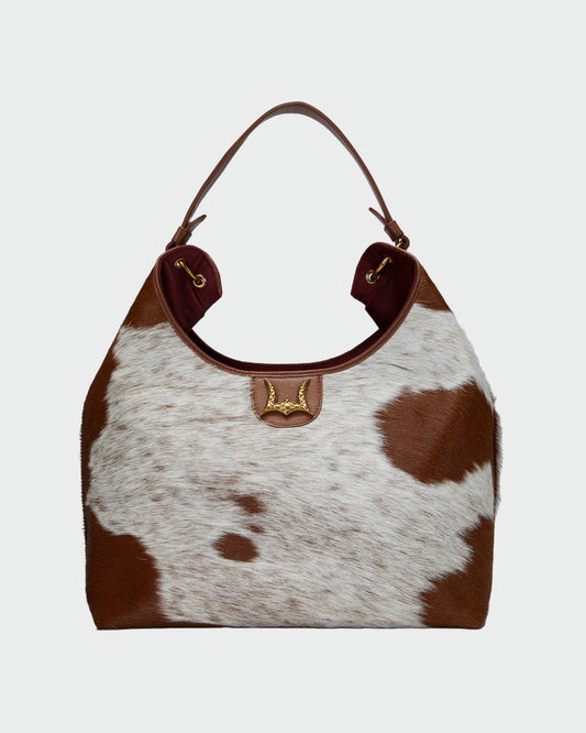 Loyal West Large Purse - In Brown & White Cowhide & Calfskin: Single