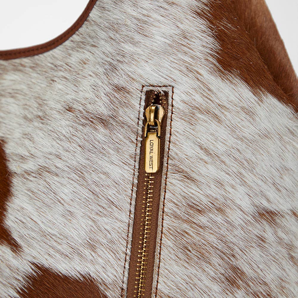 Loyal West Large Purse - In Brown & White Cowhide & Calfskin: Single