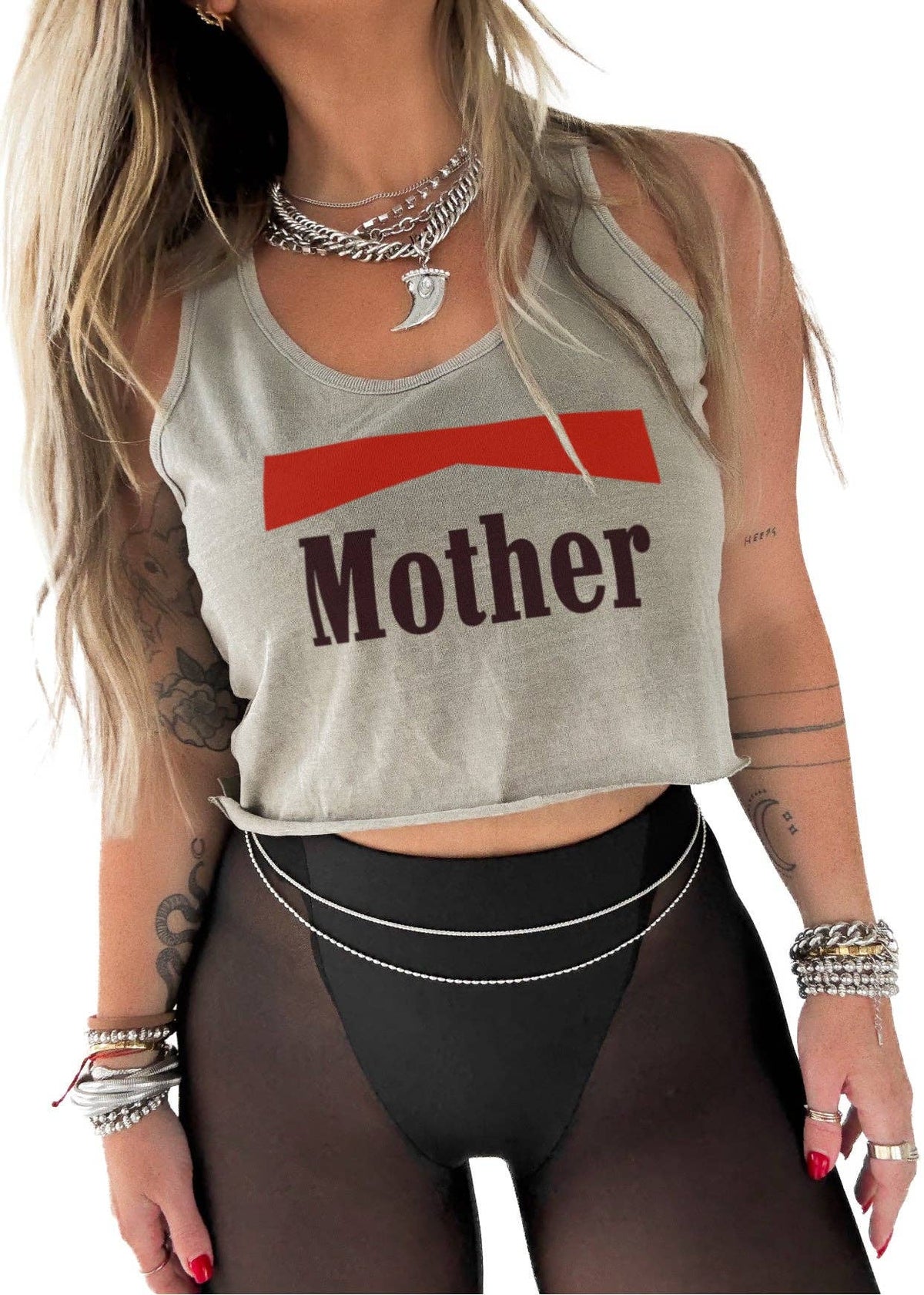 CROPPED VINTAGE MOTHER GRAPHIC BOYFRIEND TANK: Washed Plymouth / S/M
