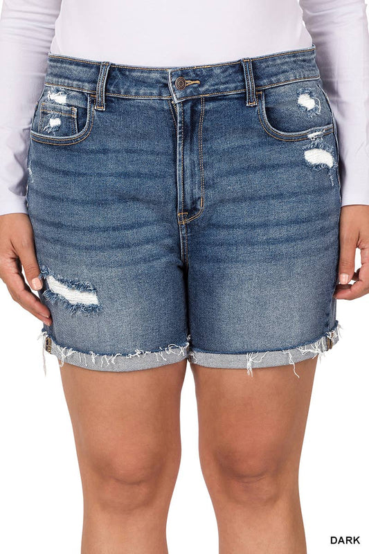 "....PLUS Size Denim Shorts: DARK-167944 / 1X