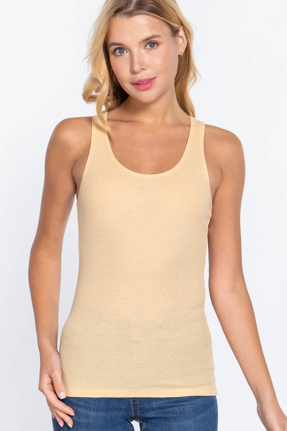 `.Racerback Rib Tank top: WHT-off white-98494 / M