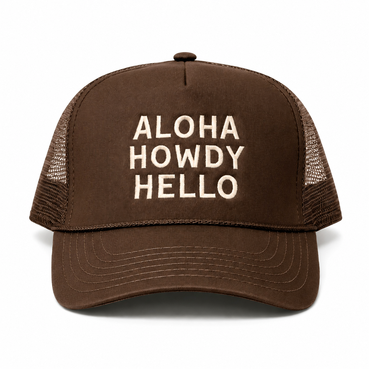 Aloha Howdy Hello Trucker hats: Green