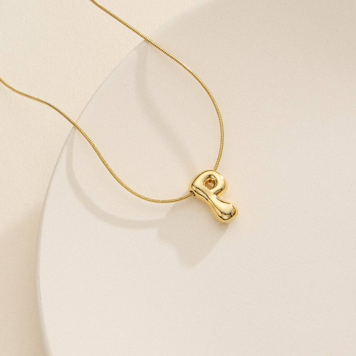 16 Assorted 18K Gold Dipped Bubble Initial Necklace: Gold / One / 5DN18102