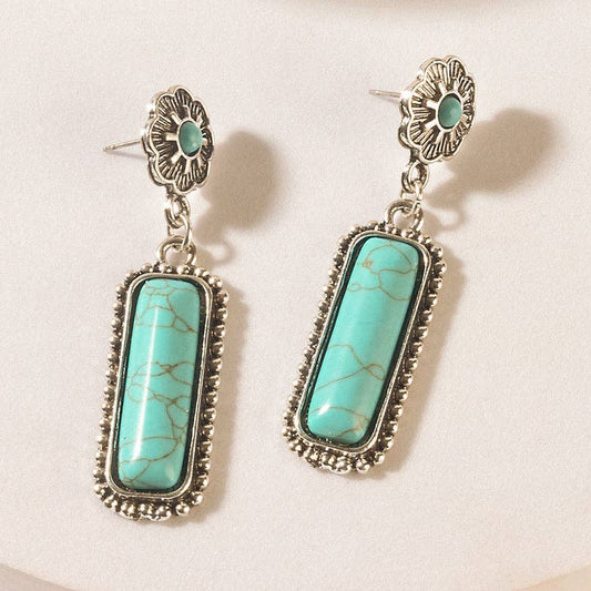 Sundown Relic Turquoise Stone Earrings in Cerulean Blue: Cerulean Blue