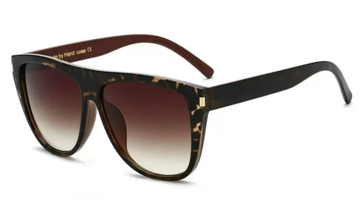 Ember - Woman's Oversized Square Sunglasses: Brown Gradient Cheetah