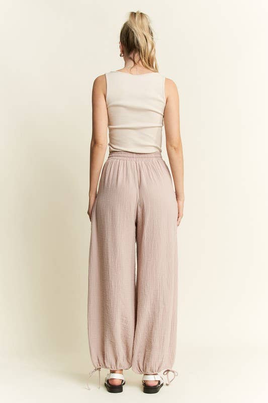 VINTAGE GAUZE JOGGER PANTS: MERLOT / XL