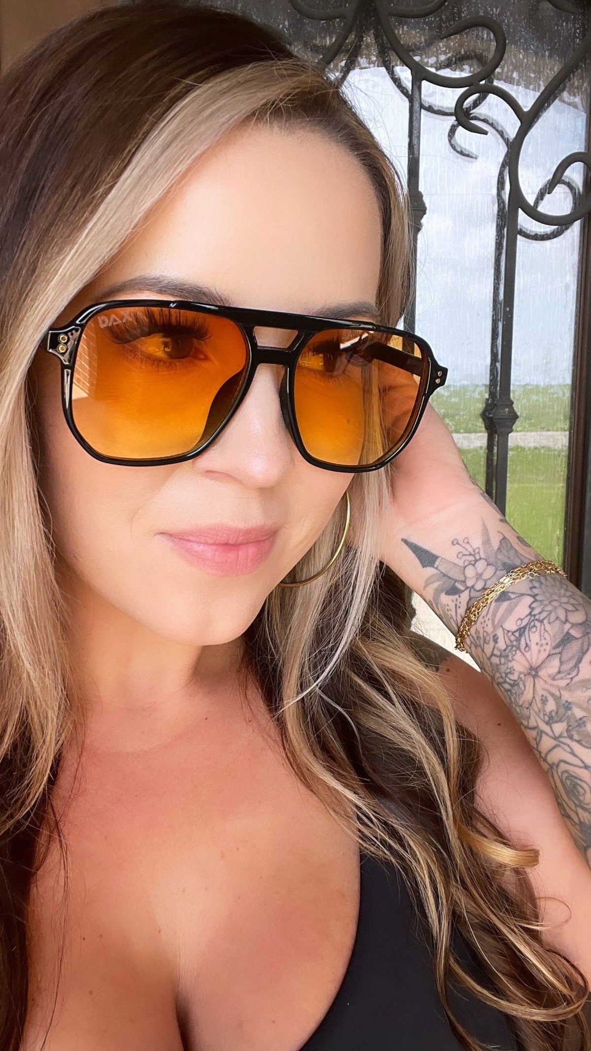 Skye - Unisex Oversized Aviator: Black