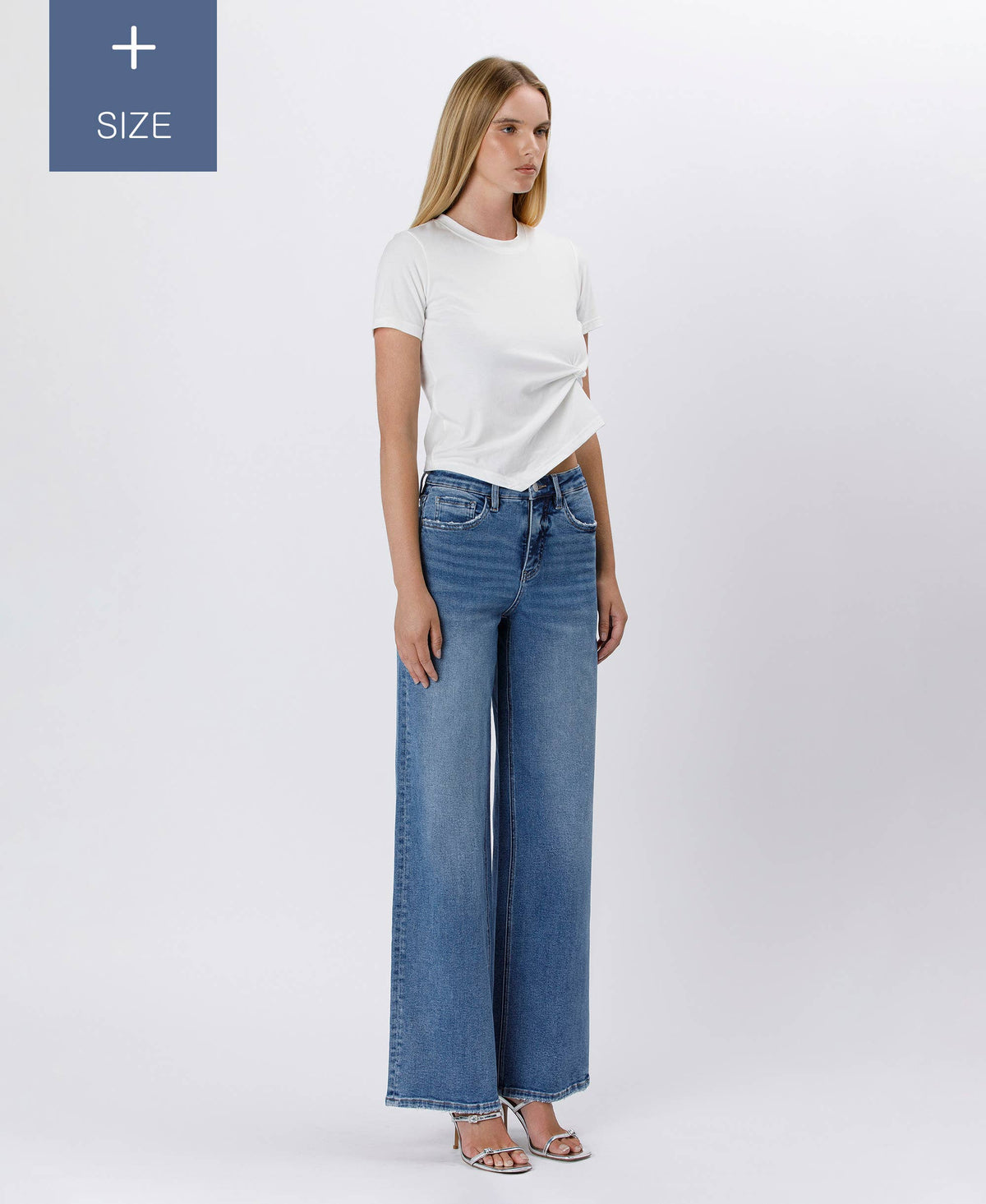 PLUS TUMMY CONTROL SUPER HIGH RISE BAGGY WIDE JEANS LV1574-P: SUPREME / 14