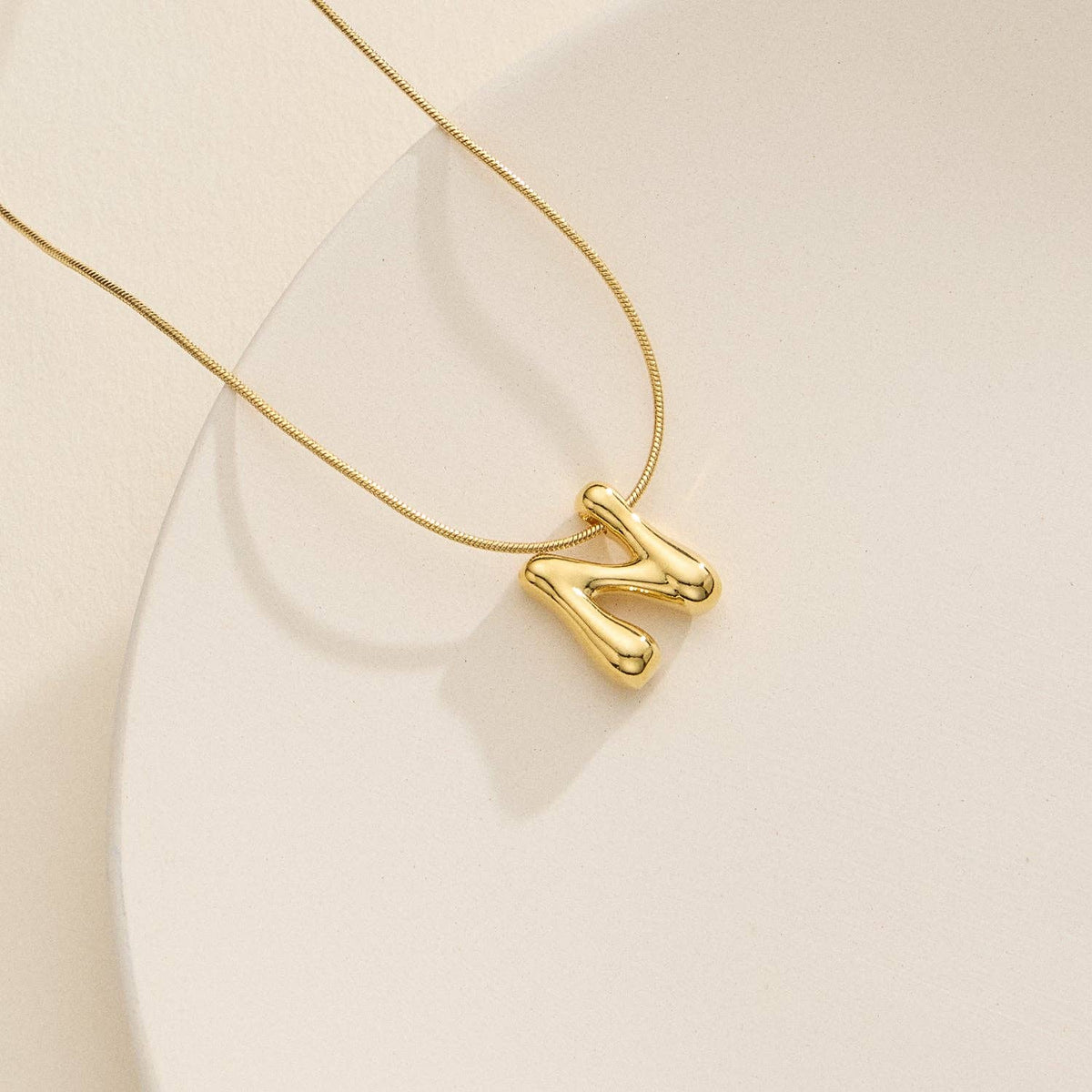 16 Assorted 18K Gold Dipped Bubble Initial Necklace: Gold / One / 5DN18102