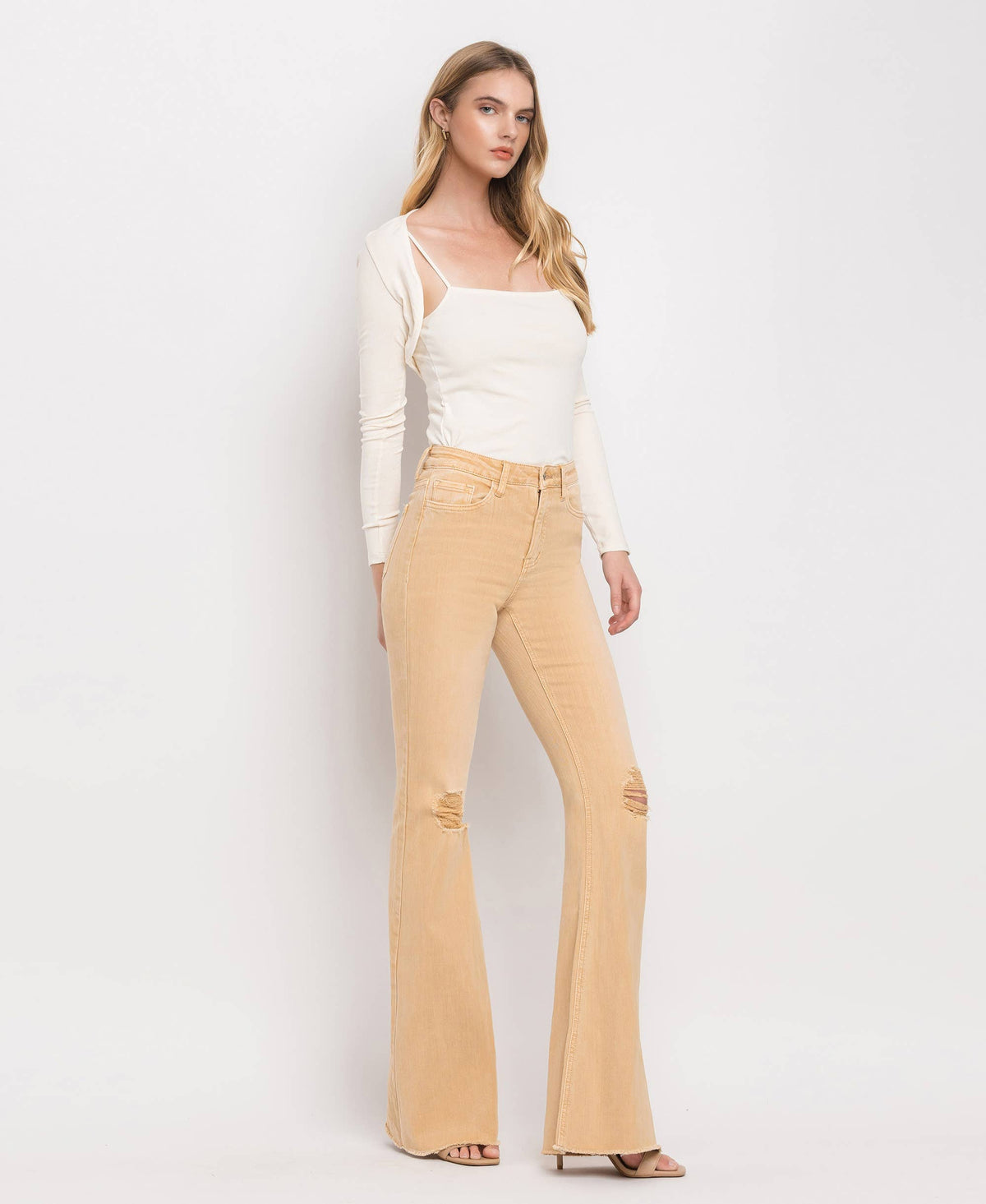 HIGH RISE SUPER FLARE JEANS V3029: DEW DROP / 30