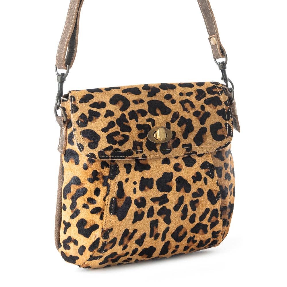 BULLSEYE LEATHER AND HAIRON BAG