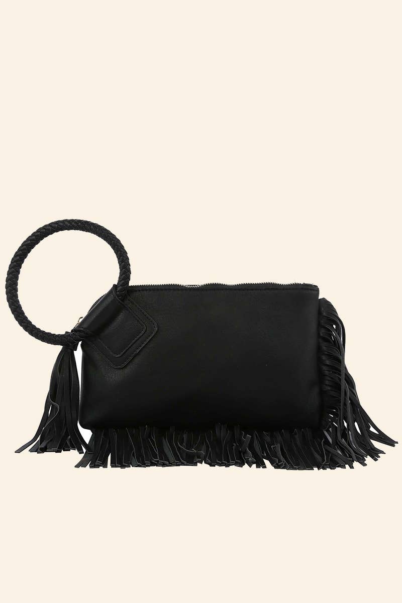 Fringe Cuff Clutch Tassel Wristlet Clutch Bag: ST