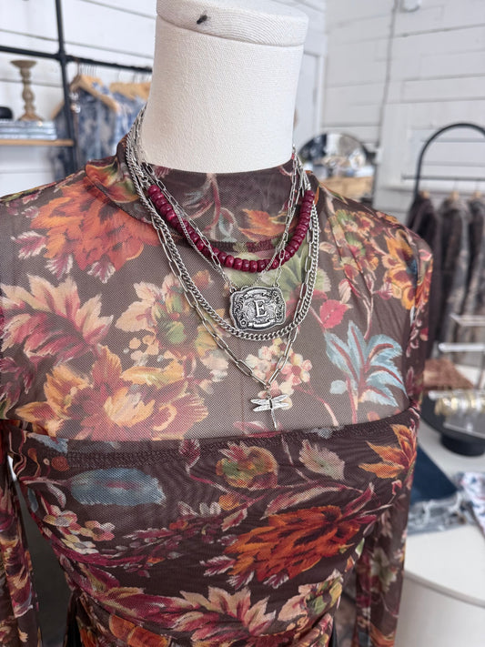 Western Belt Buckle Initial Necklace