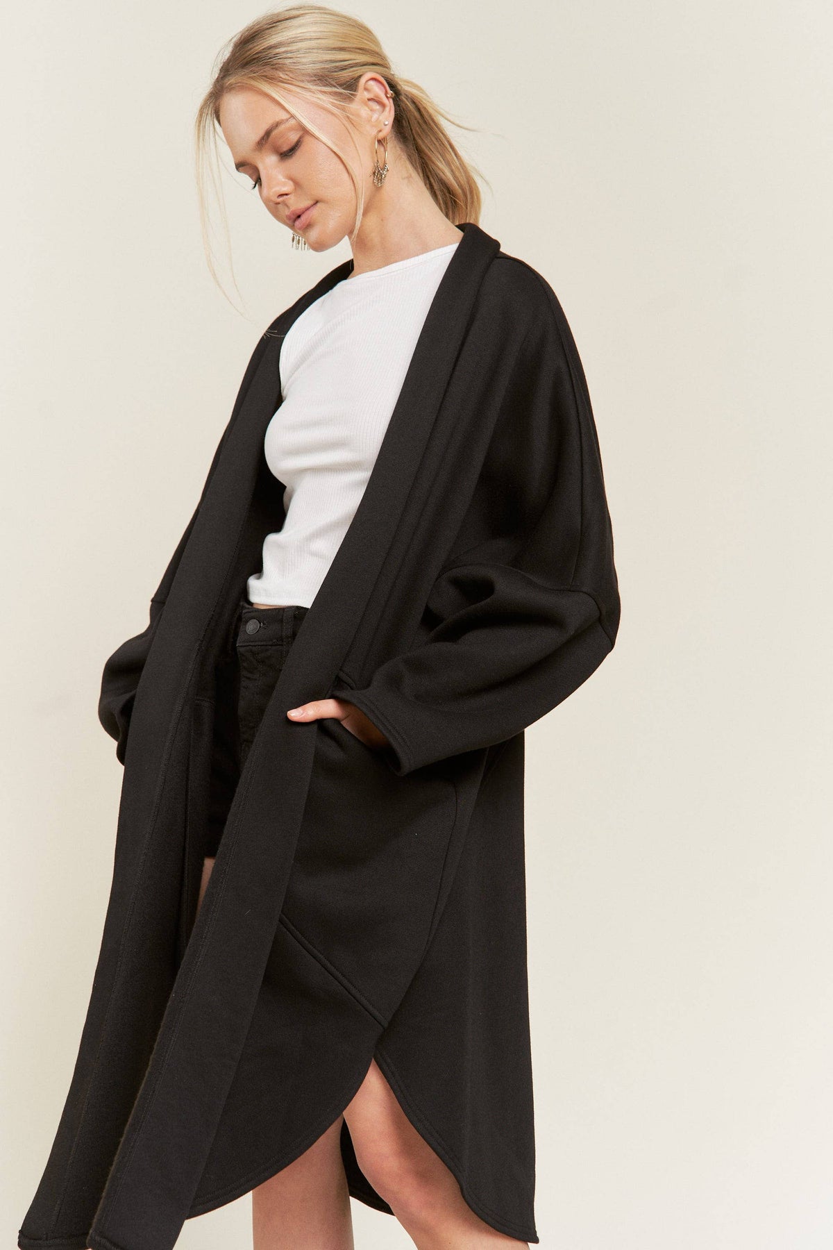 OVERSIZED KNIT CARDIGAN JJO5013: Black / L/XL