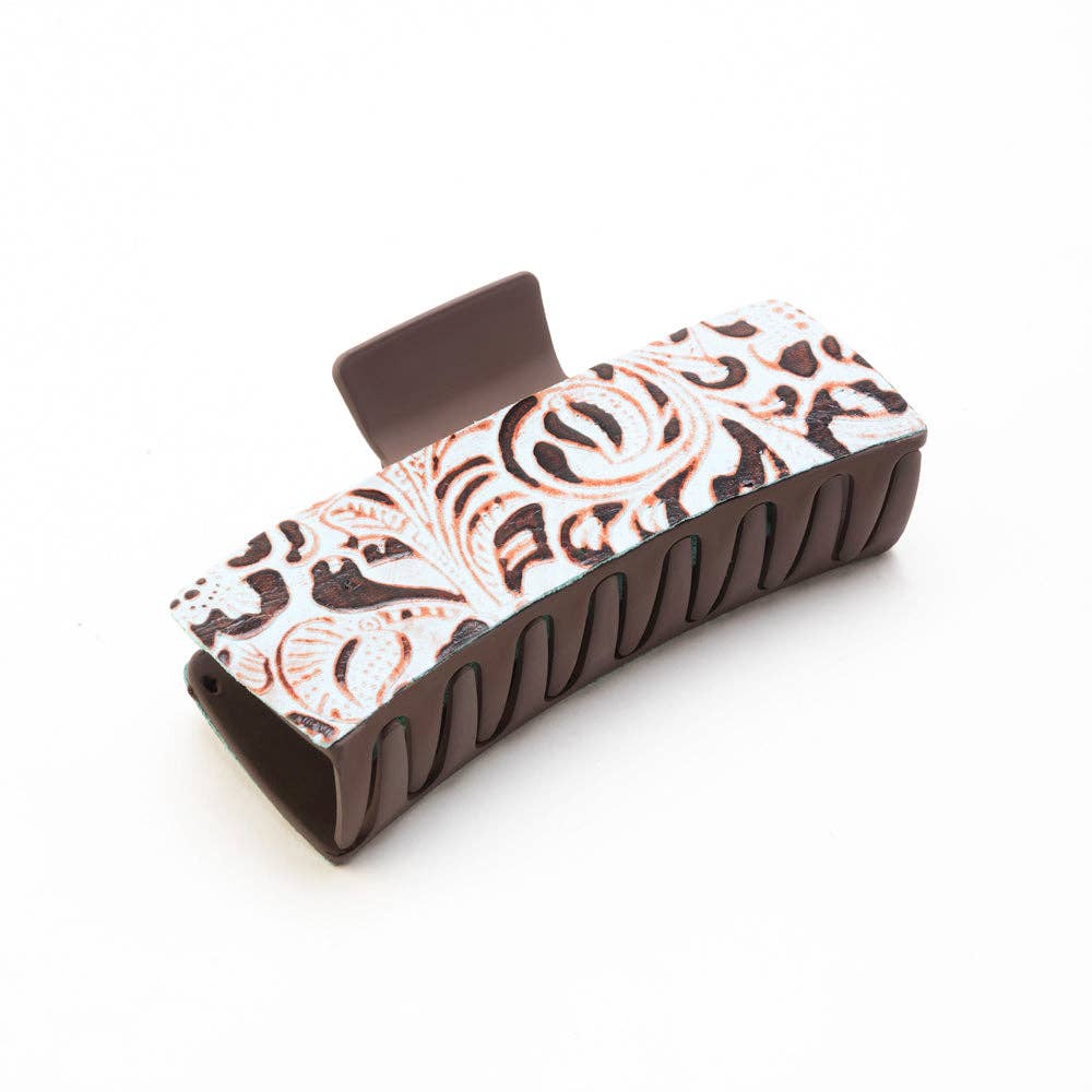 High Vista Hair Comb Clip In Dark Brown: Black-White