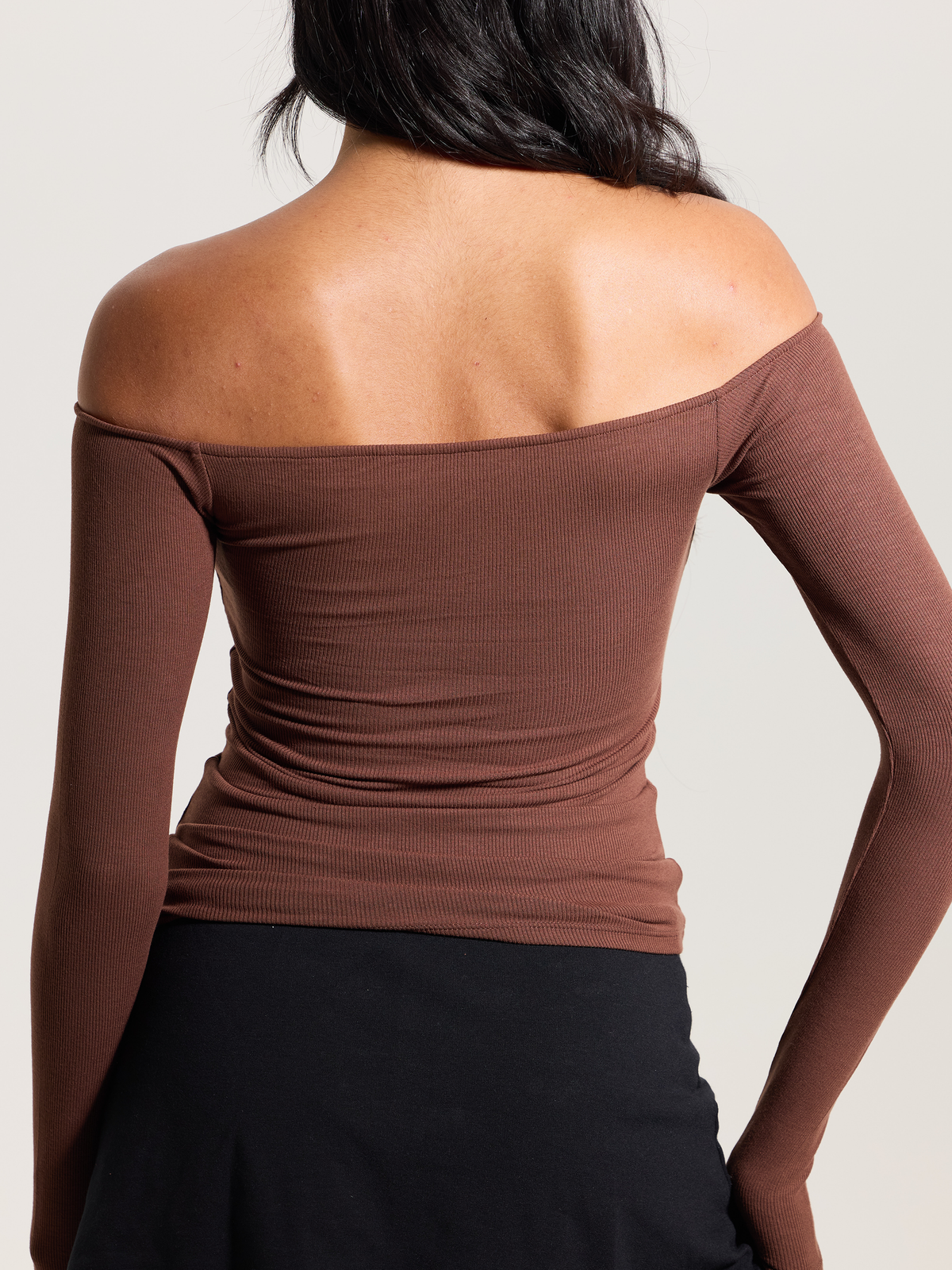 Ribbed Off The Shoulder Brami: Dark Cherry / L