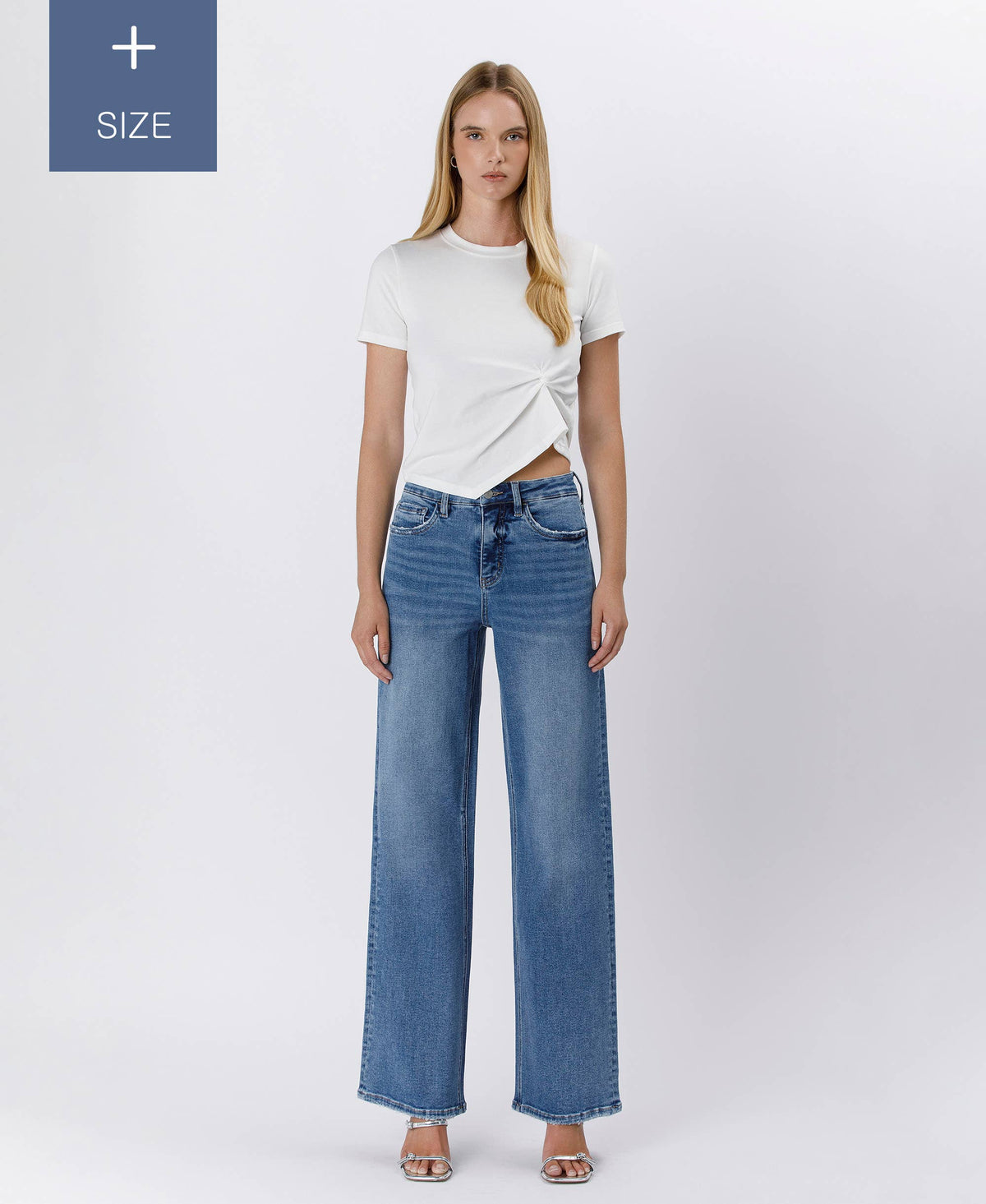 PLUS TUMMY CONTROL SUPER HIGH RISE BAGGY WIDE JEANS LV1574-P: SUPREME / 18