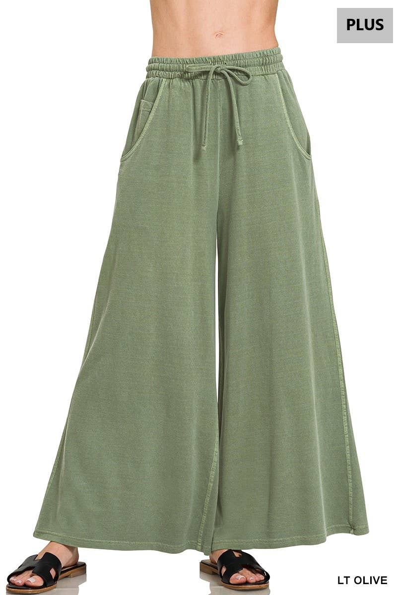..0112 Plus French Terry Pigment Dye & Enzyme Washed Pants SI-29343: +MOCHA-193977 / 3X