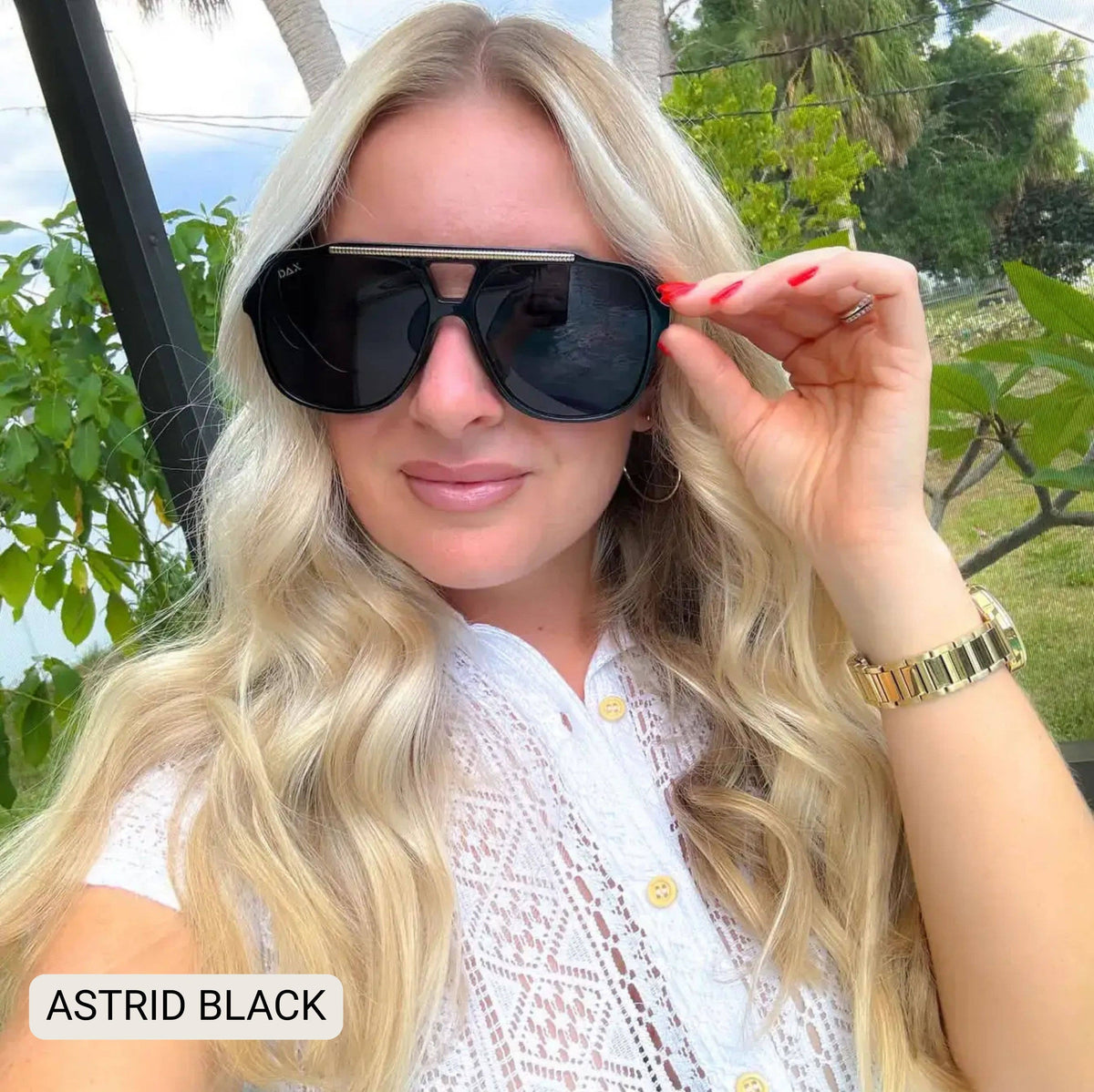 Astrid - Women's Oversized Aviator Sunglasses: Black