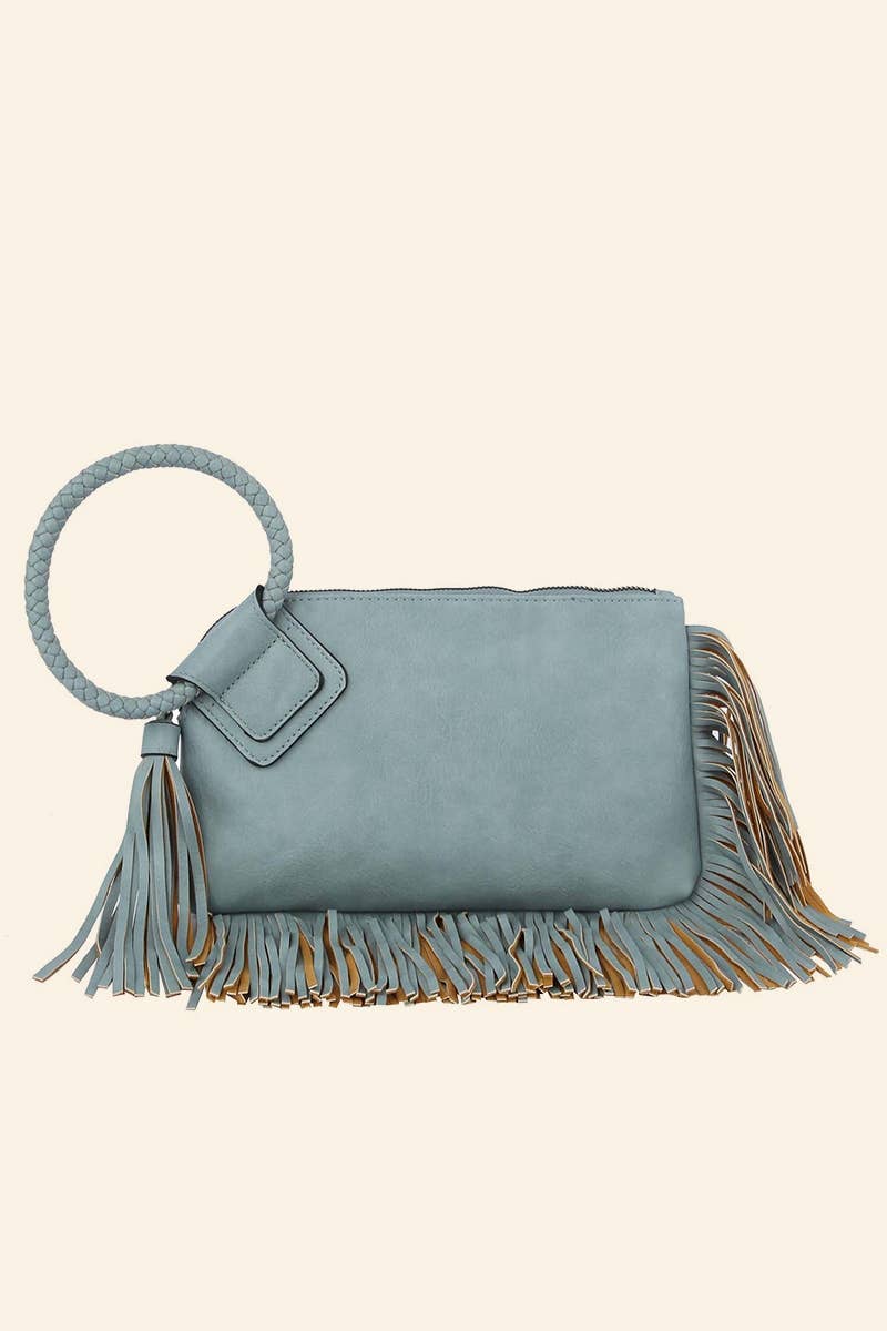 Fringe Cuff Clutch Tassel Wristlet Clutch Bag: ST