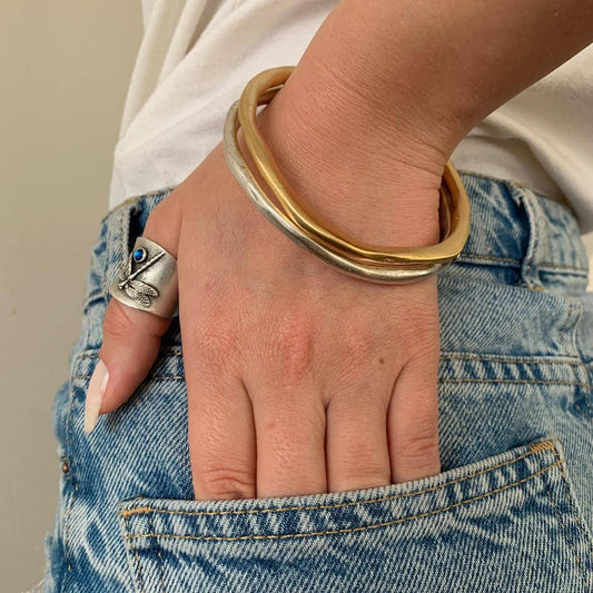 Organic Flow Bangle: Silver Plated