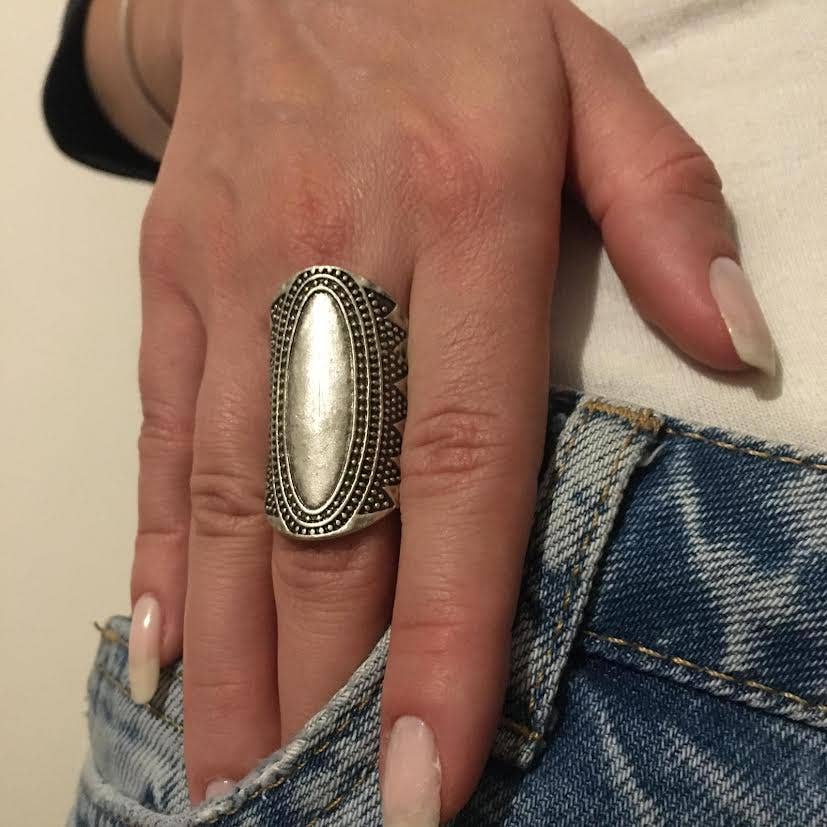 Elongated oval statement ring