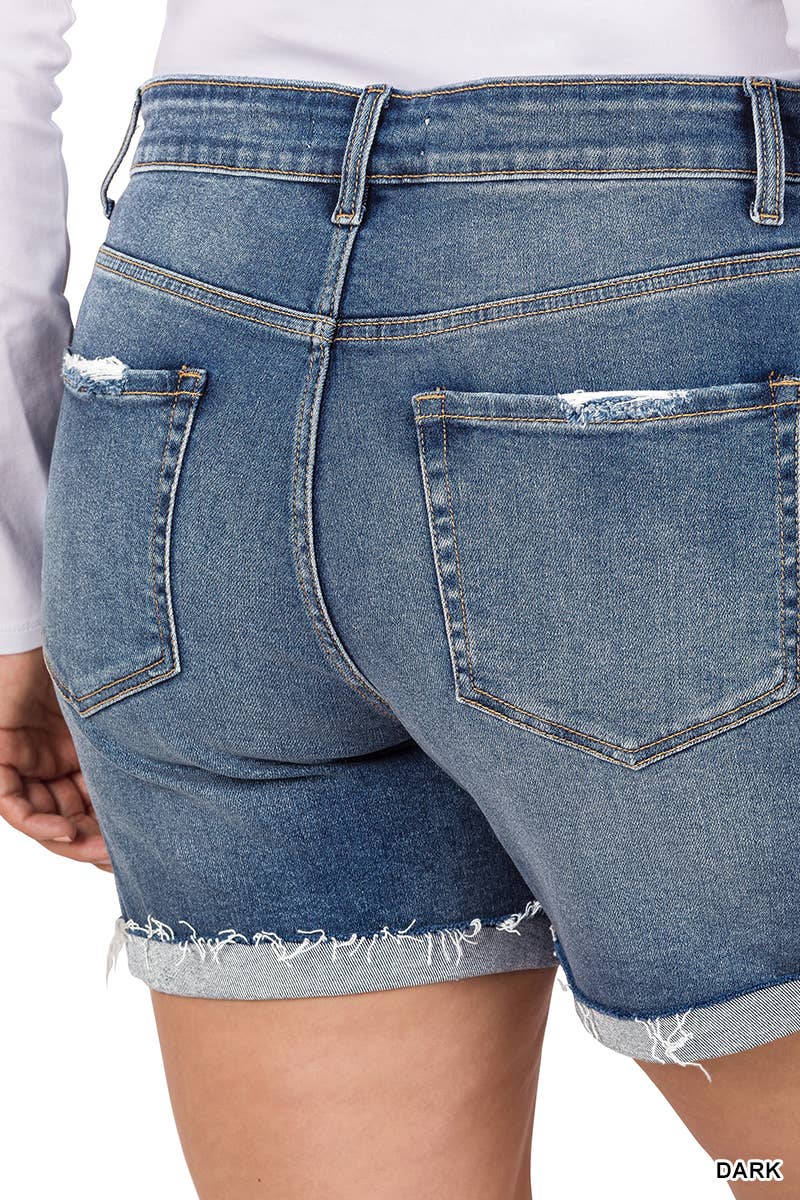 "....PLUS Size Denim Shorts: DARK-167944 / 3X