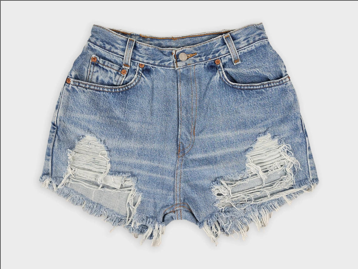 High-Rise Upcycled Denim Cutoff Shorts - Frayed: 2 (29" waist)