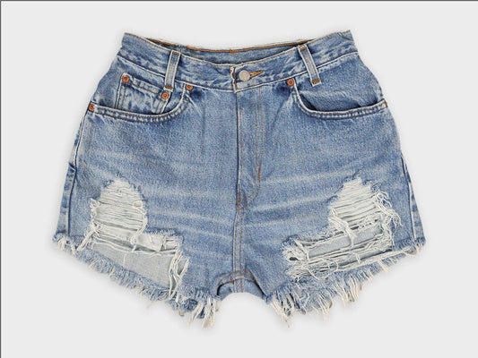 High-Rise Upcycled Denim Cutoff Shorts - Frayed: 4 (30" waist)